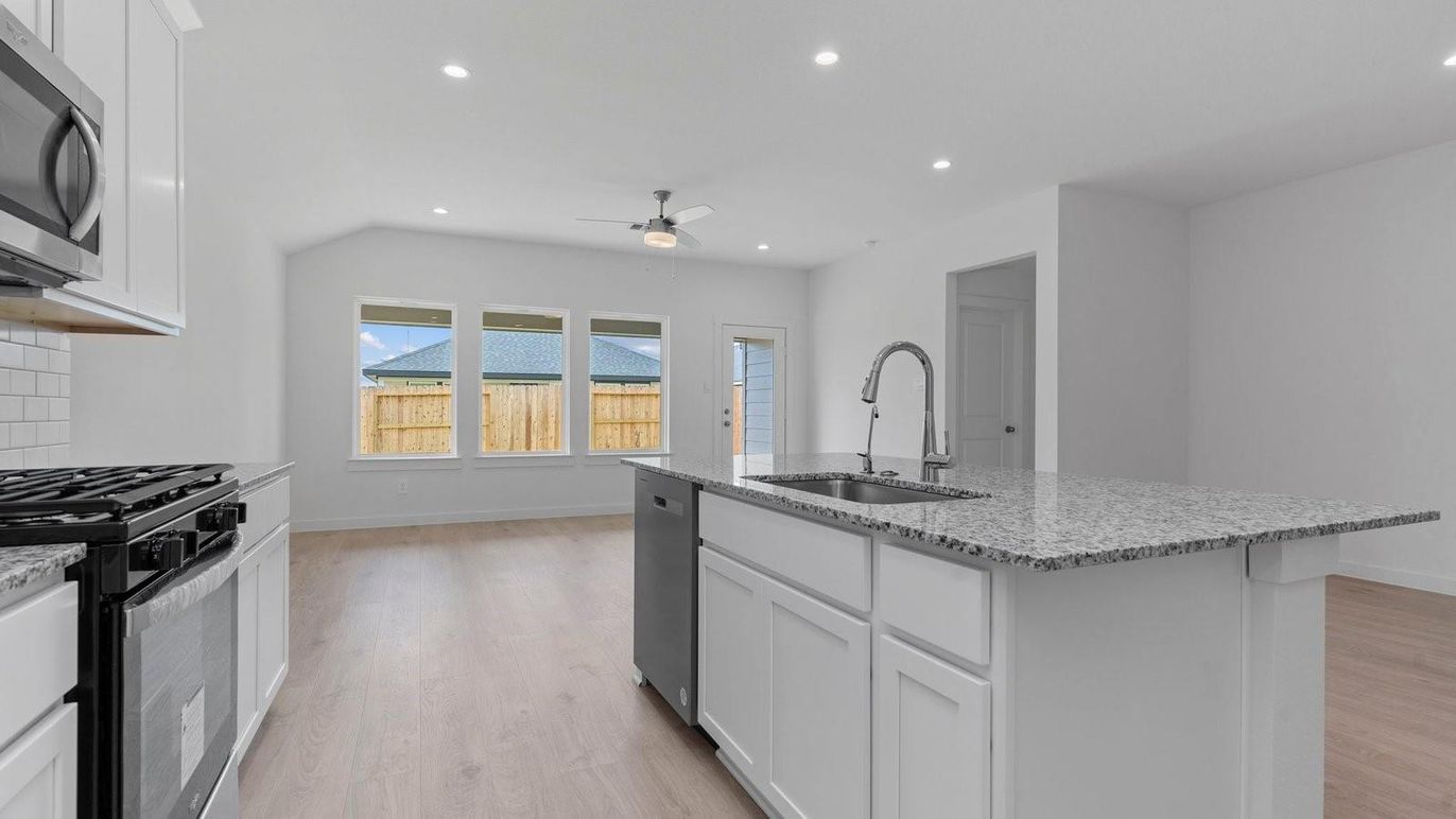 Interior, Kitchen, Recessed Lighting, Wood Texture Flooring
