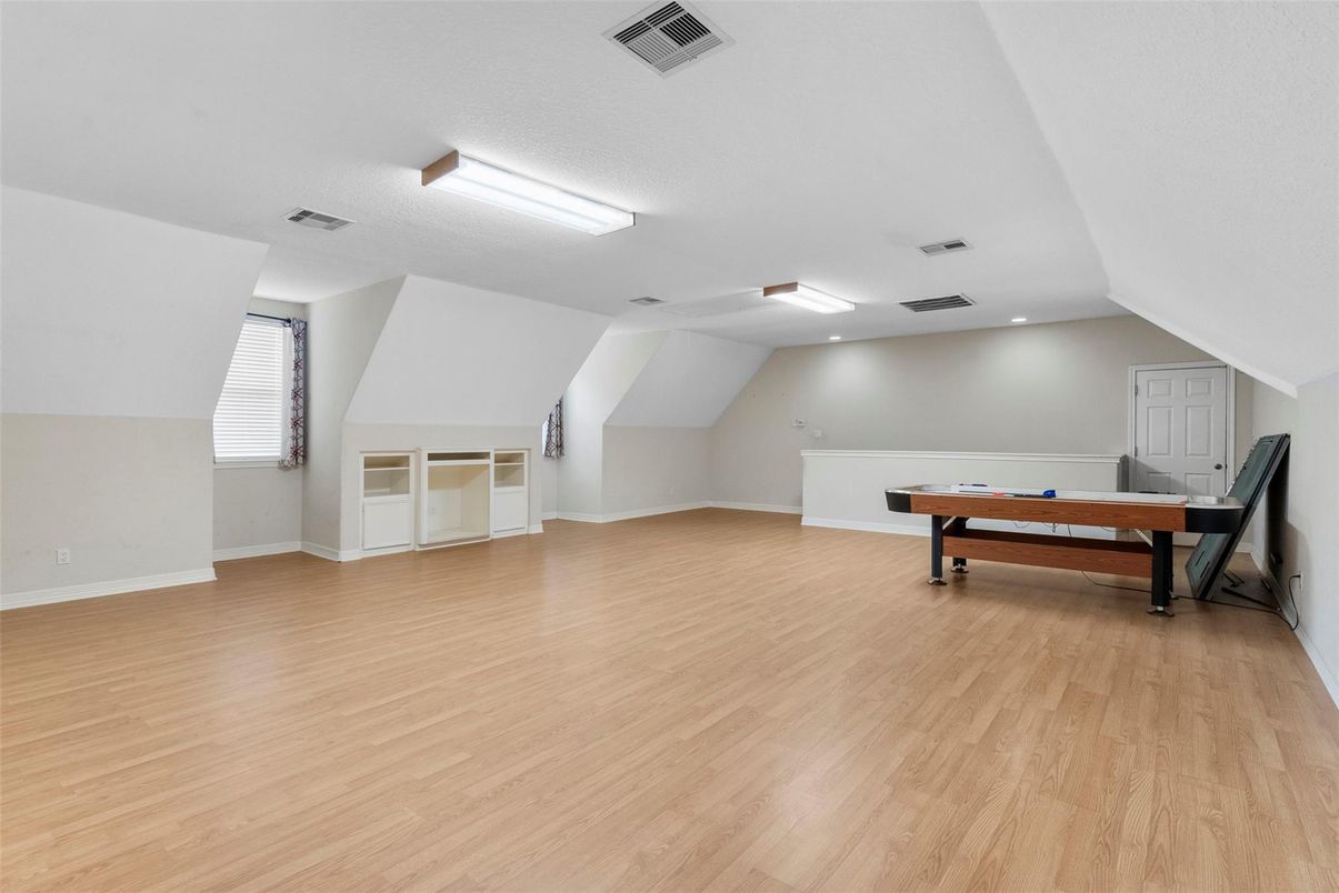 Game Room, Interior, Recessed Lighting, Wood Texture Flooring