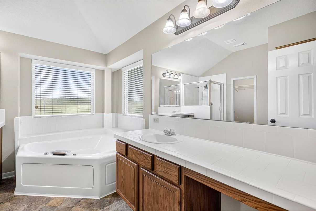 Bathroom, Dual Sink Vanities, Interior, Tile Countertops