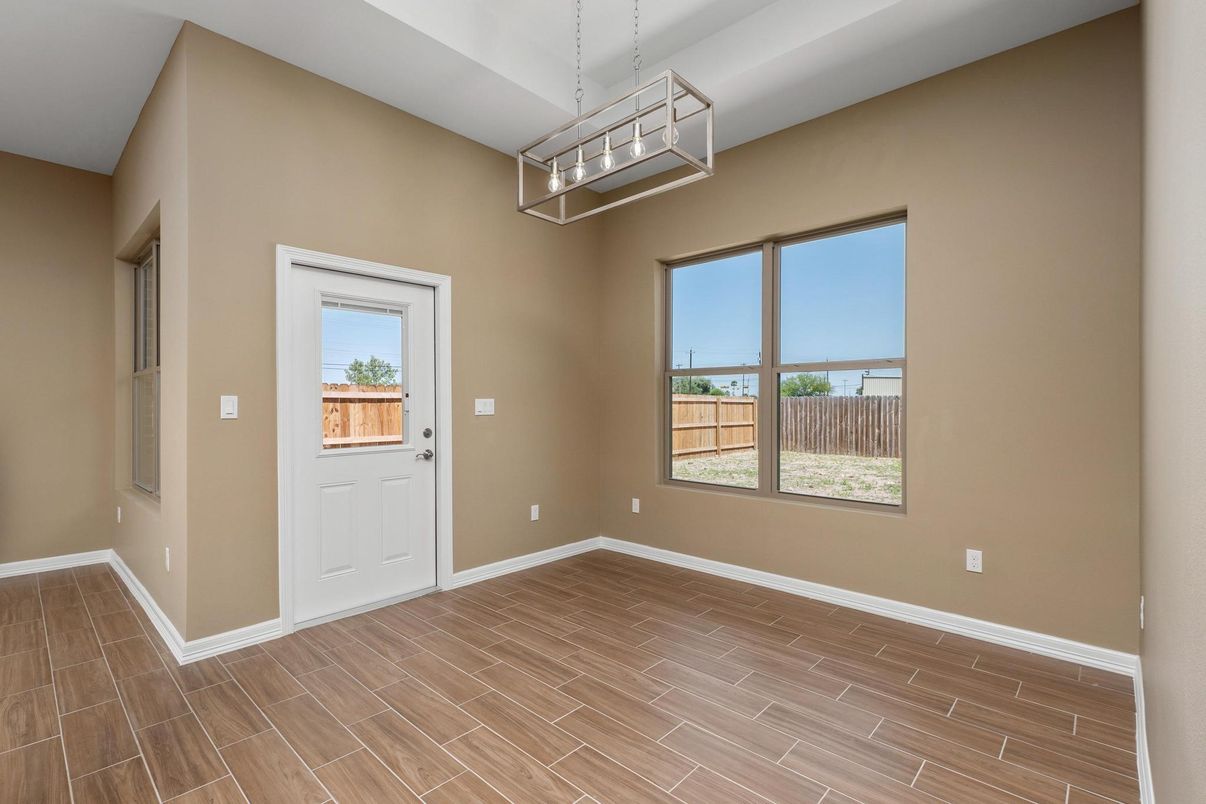 Empty room, Interior, Pendant Lights, Wood Texture Flooring