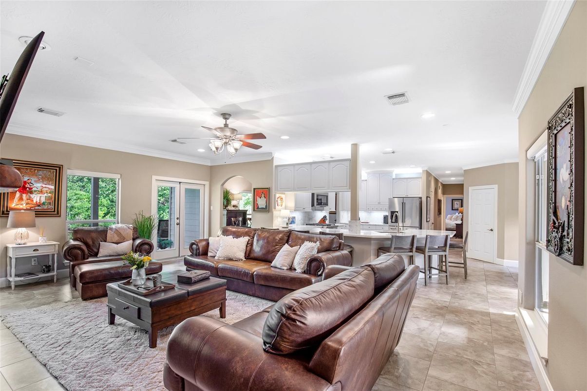 Dining room, Interior, Kitchen, Living room, Recessed Lighting, Stainless Steel Appliances