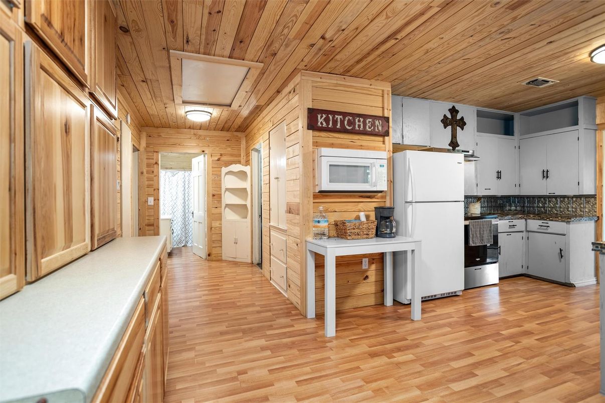 Interior, Kitchen, Wooden Ceilings, Wood Texture Flooring, Wooden Walls