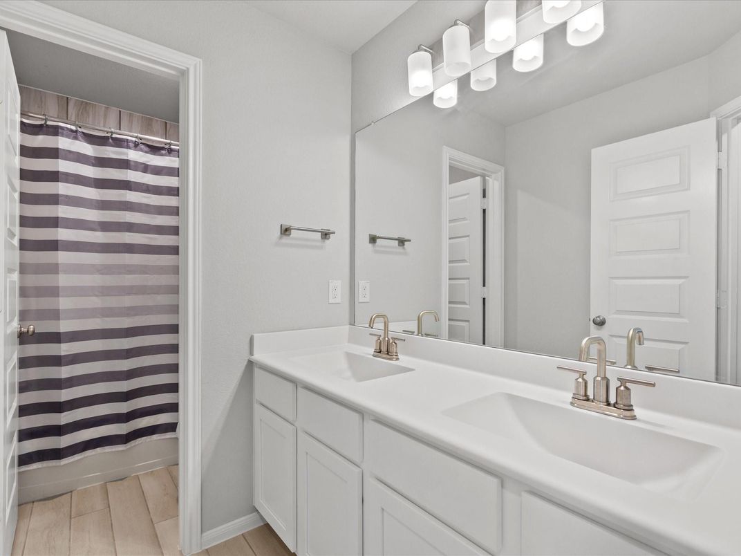 Bathroom, Dual Sink Vanities, Interior, Wood Texture Flooring