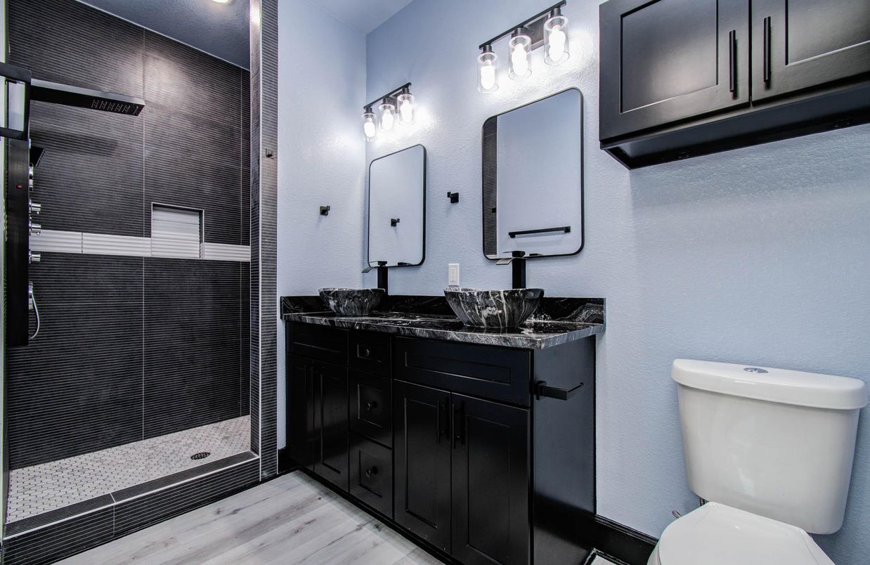 Bathroom, Dual Sink Vanities, Interior, Wood Texture Flooring