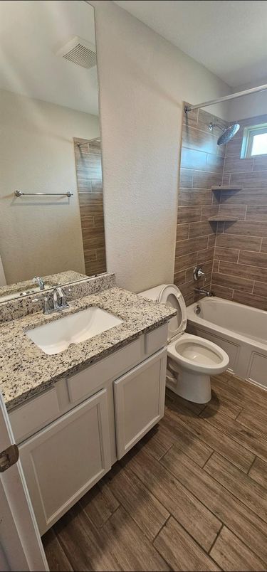 Bathroom, Dual Sink Vanities, Interior, Wood Texture Flooring