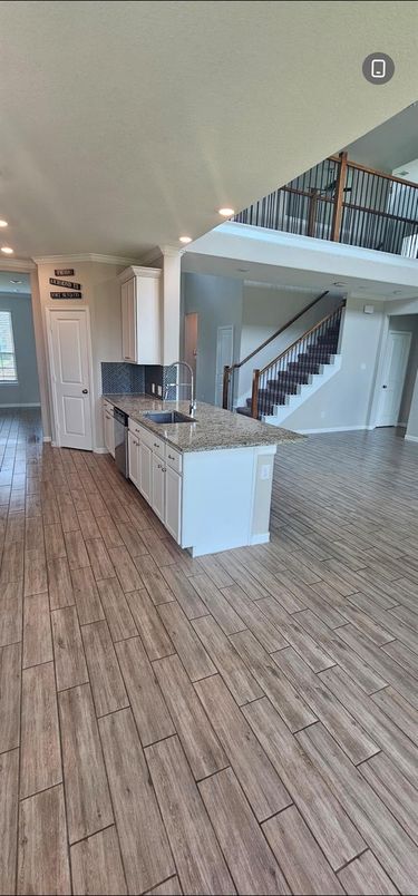 Interior, Kitchen, Recessed Lighting, Wood Texture Flooring