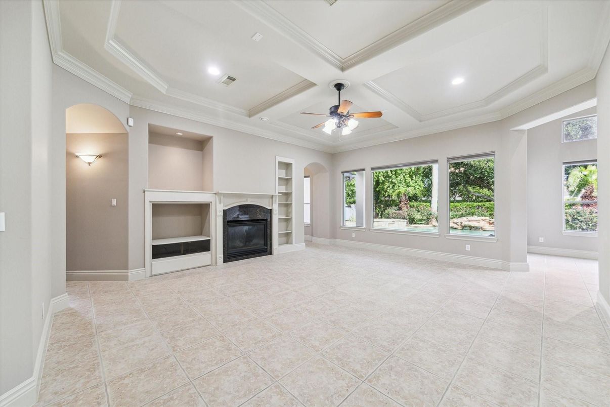 Empty room, Fireplace, Interior, Recessed Lighting