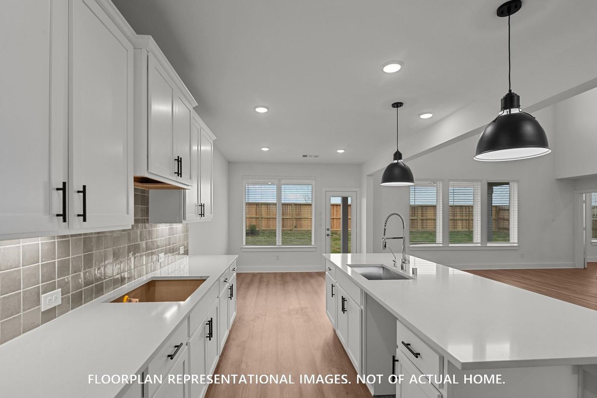 Interior, Kitchen, Pendant Lights, Recessed Lighting, Wood Texture Flooring