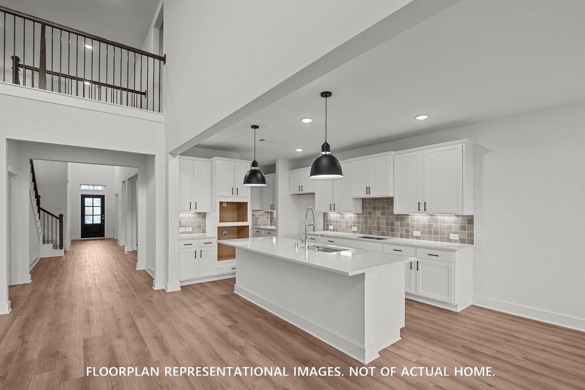 Interior, Kitchen, Pendant Lights, Recessed Lighting, Wood Texture Flooring