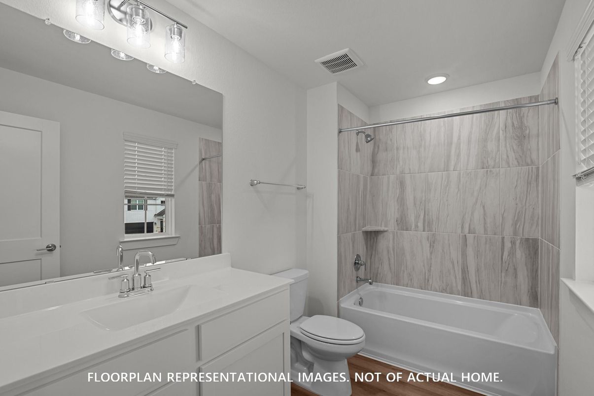 Bathroom, Interior, Recessed Lighting, Wood Texture Flooring