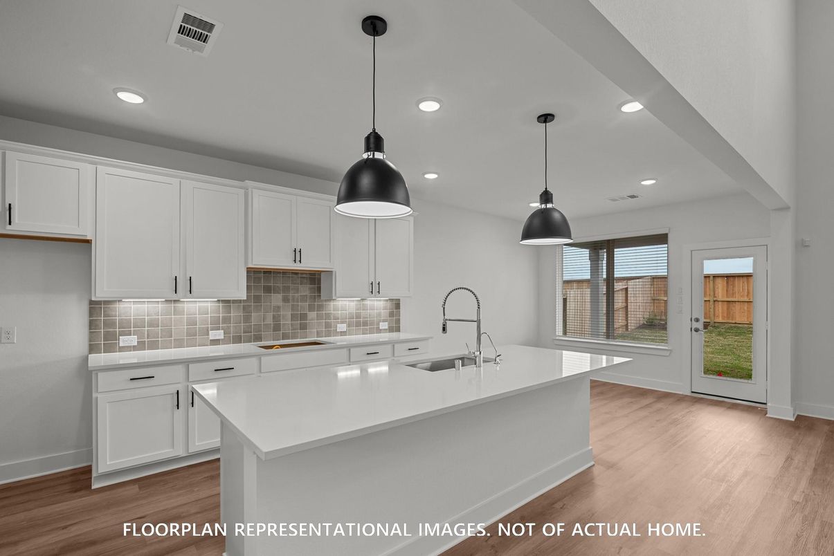 Interior, Kitchen, Pendant Lights, Recessed Lighting, Wood Texture Flooring