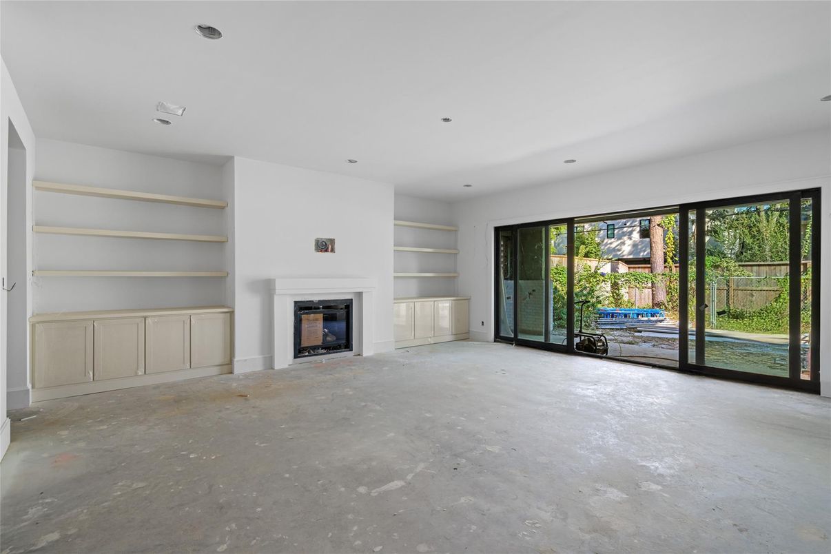 Empty room, Fireplace, Interior, Recessed Lighting
