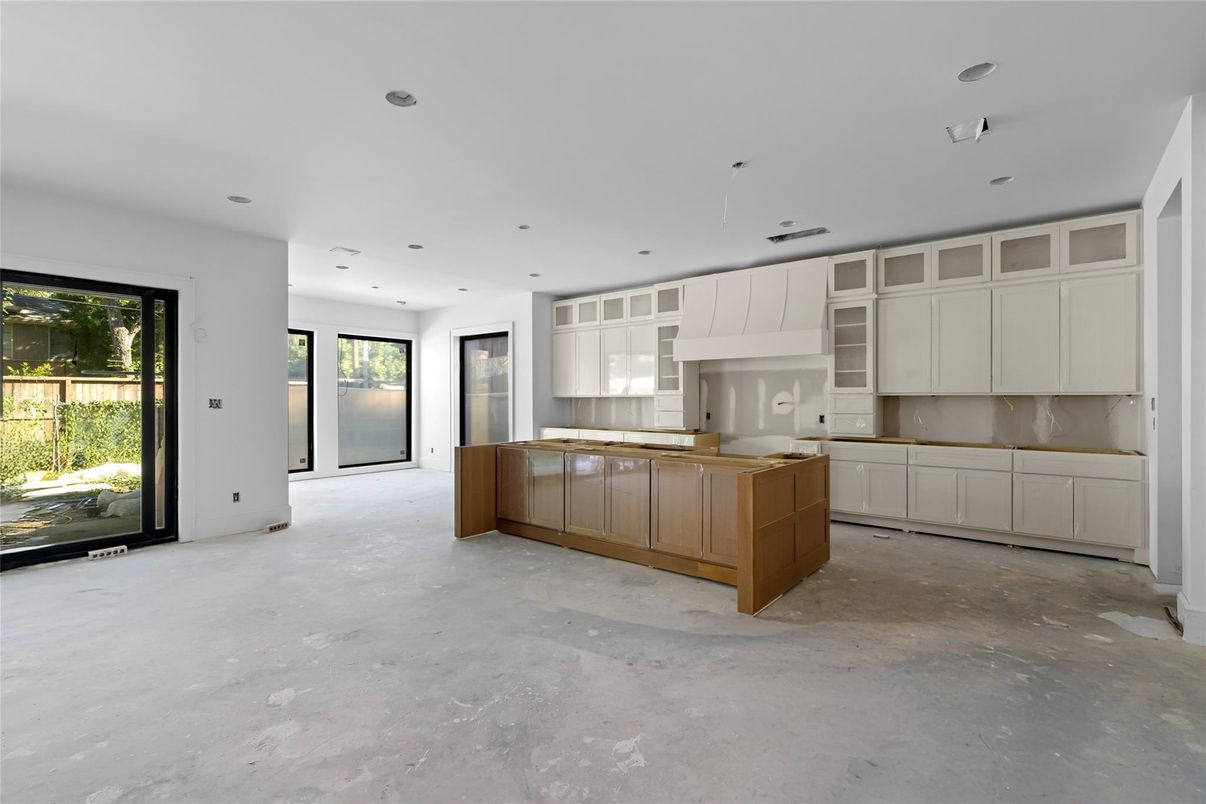 Empty room, Interior, Kitchen, Pendant Lights, Recessed Lighting