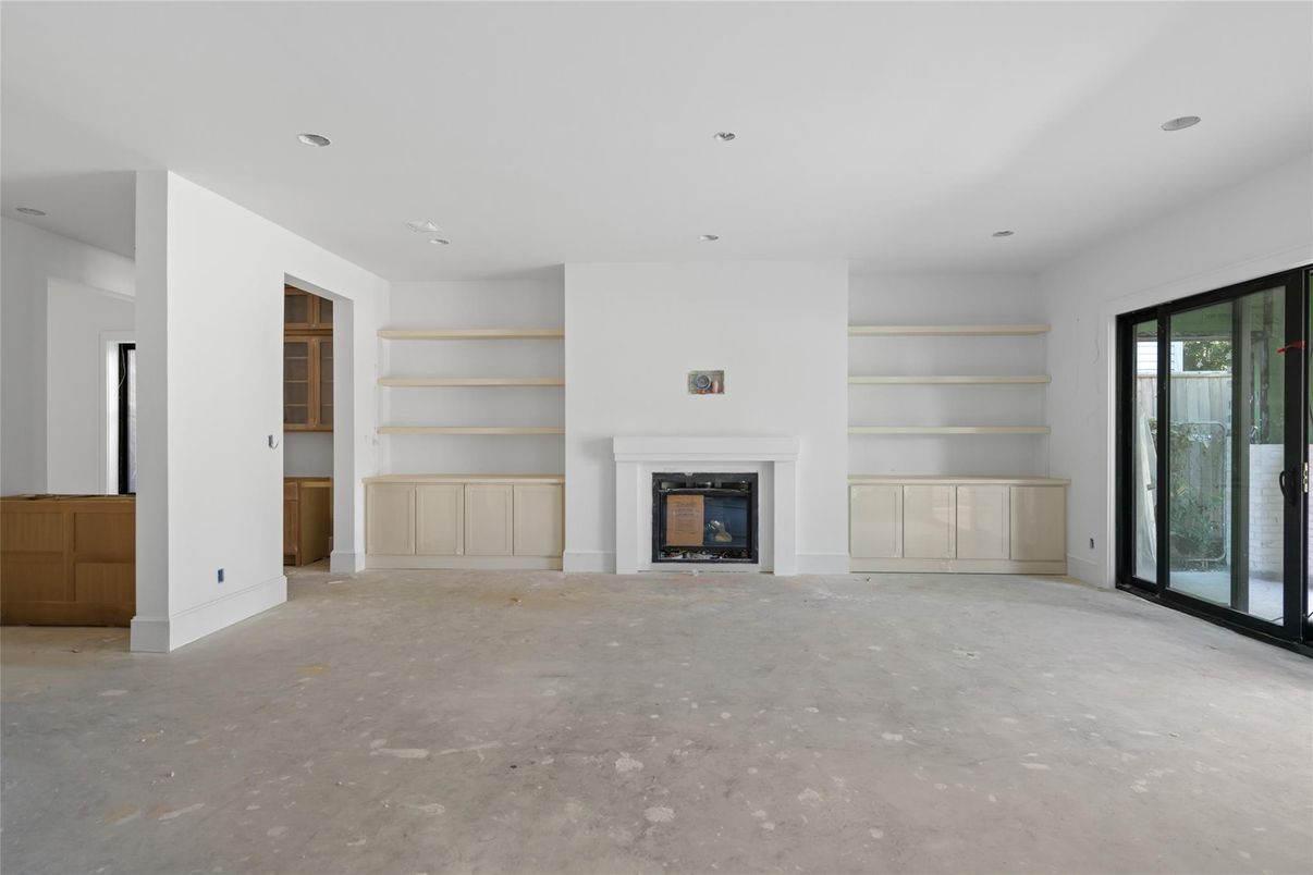 Empty room, Fireplace, Interior, Recessed Lighting