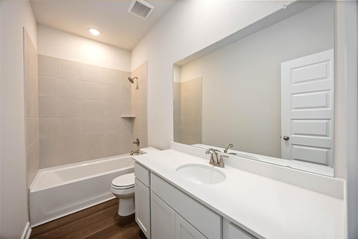 Bathroom, Interior, Recessed Lighting, Wood Texture Flooring