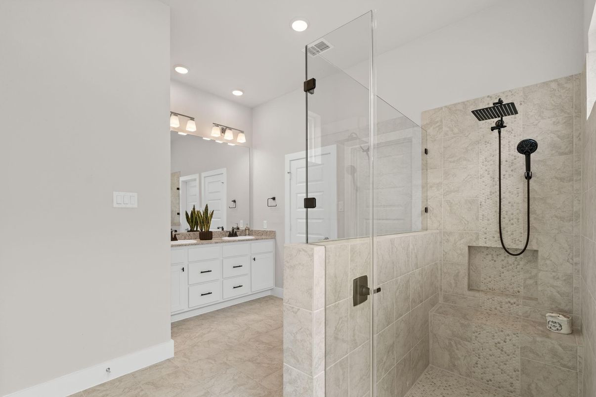 Bathroom, Glass Shower, Interior, Recessed Lighting