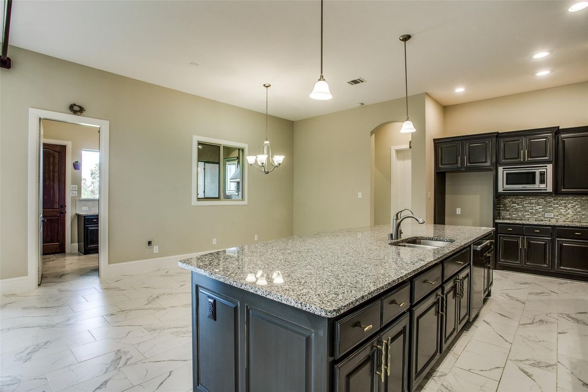 Interior, Kitchen, Marble, Pendant Lights, Recessed Lighting