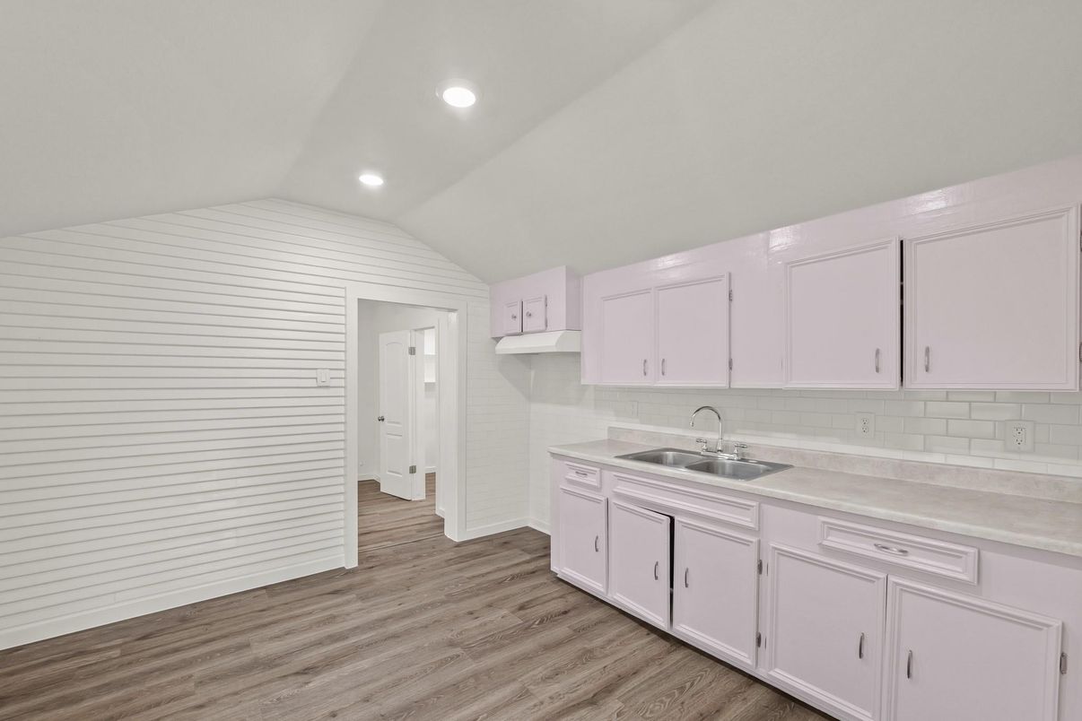 Interior, Kitchen, Recessed Lighting, Wood Texture Flooring