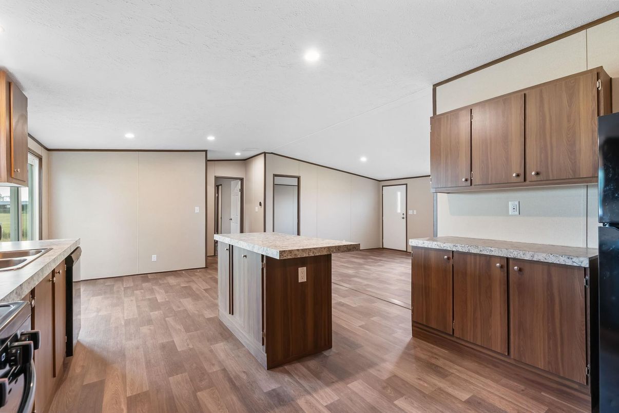 Interior, Kitchen, Recessed Lighting, Wood Texture Flooring