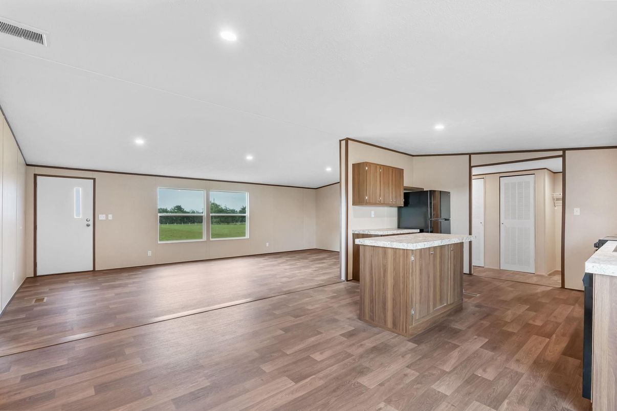 Interior, Kitchen, Recessed Lighting, Wood Texture Flooring