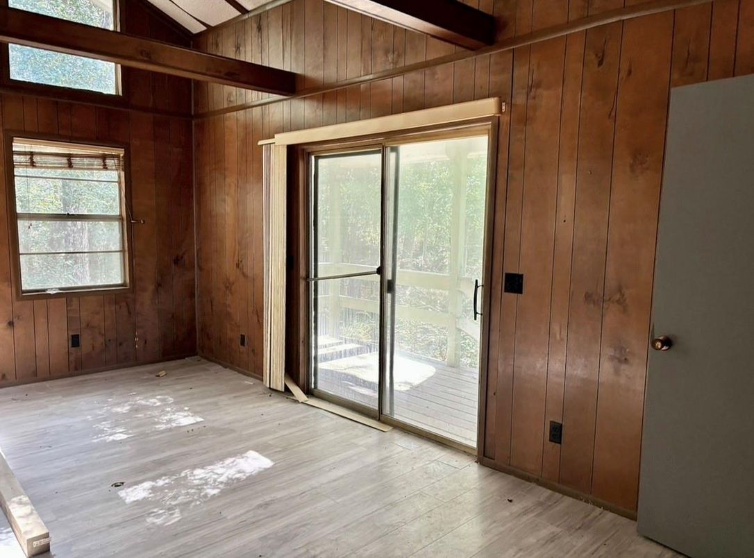 Empty room, Interior, Wooden Beams, Wood Texture Flooring, Wooden Walls