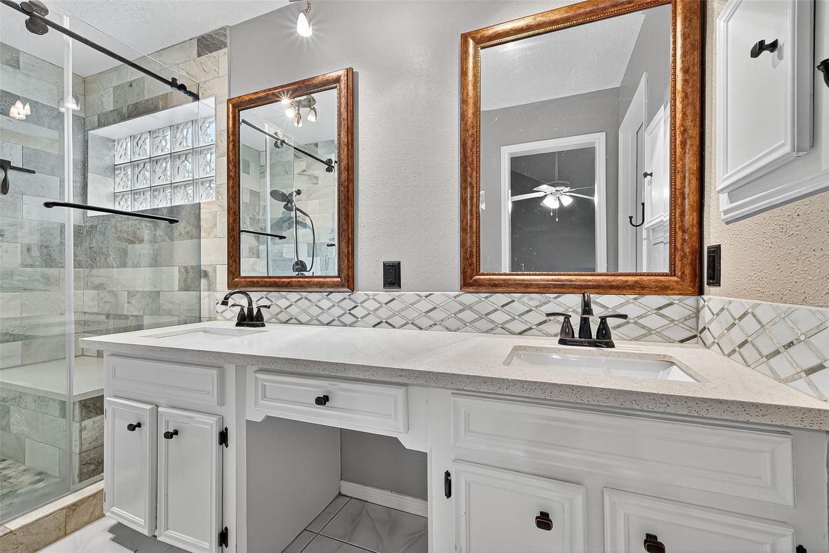 Bathroom, Dual Sink Vanities, Glass Shower, Interior