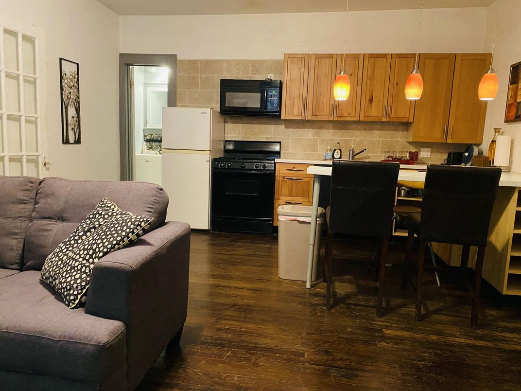 Interior, Kitchen, Pendant Lights, Wood Texture Flooring