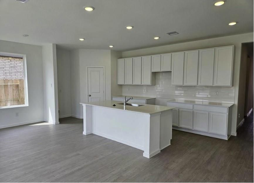 Interior, Kitchen, Recessed Lighting, Wood Texture Flooring