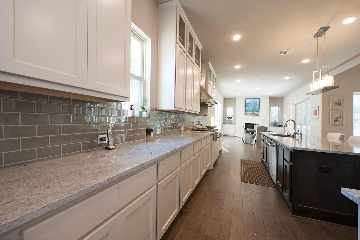Interior, Kitchen, Pendant Lights, Recessed Lighting, Wood Texture Flooring