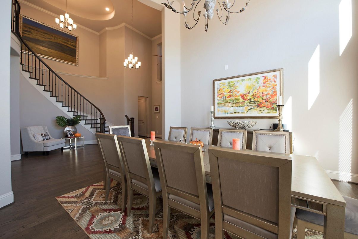 Chandelier, Dining room, Interior, Recessed Lighting, Wood Texture Flooring