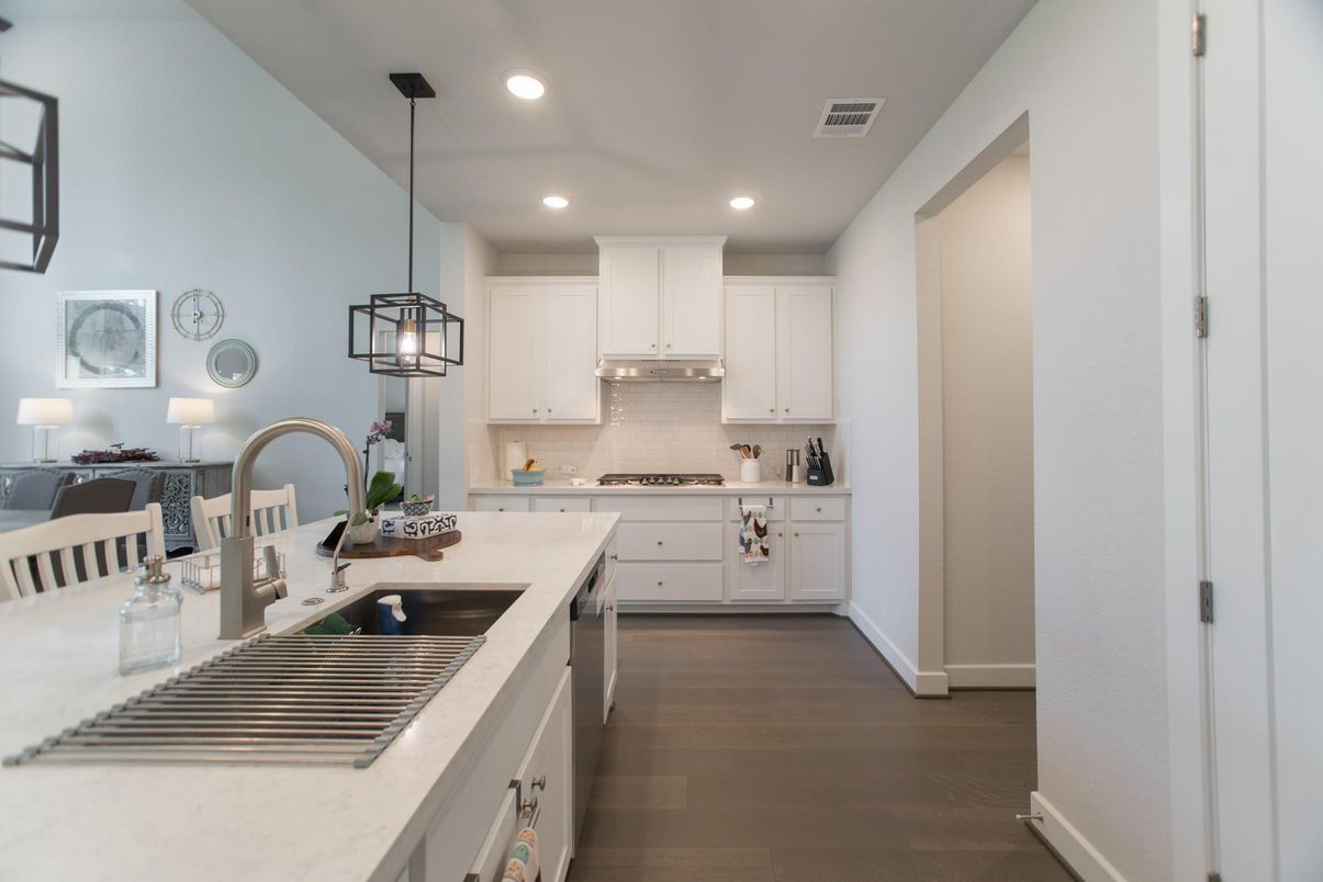 Interior, Kitchen, Pendant Lights, Recessed Lighting, Wood Texture Flooring
