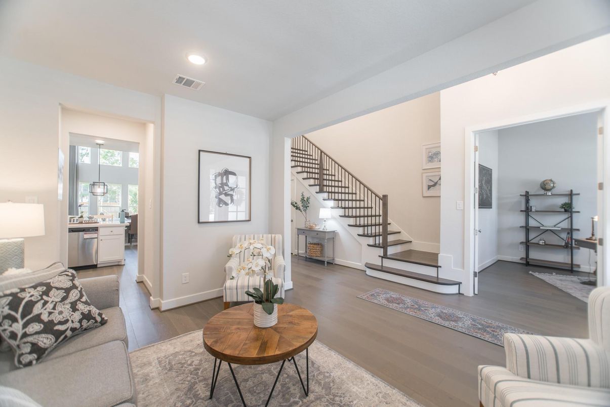 Interior, Living room, Recessed Lighting, Wood Texture Flooring