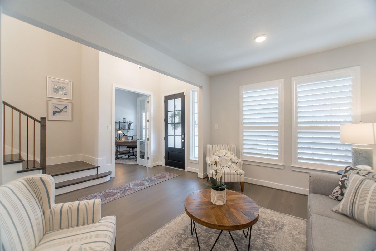 Interior, Living room, Recessed Lighting, Wood Texture Flooring