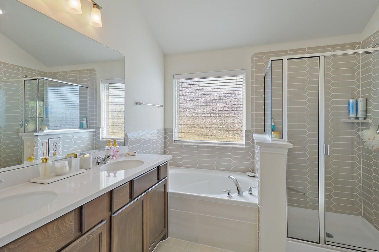 Bathroom, Dual Sink Vanities, Glass Shower, Interior