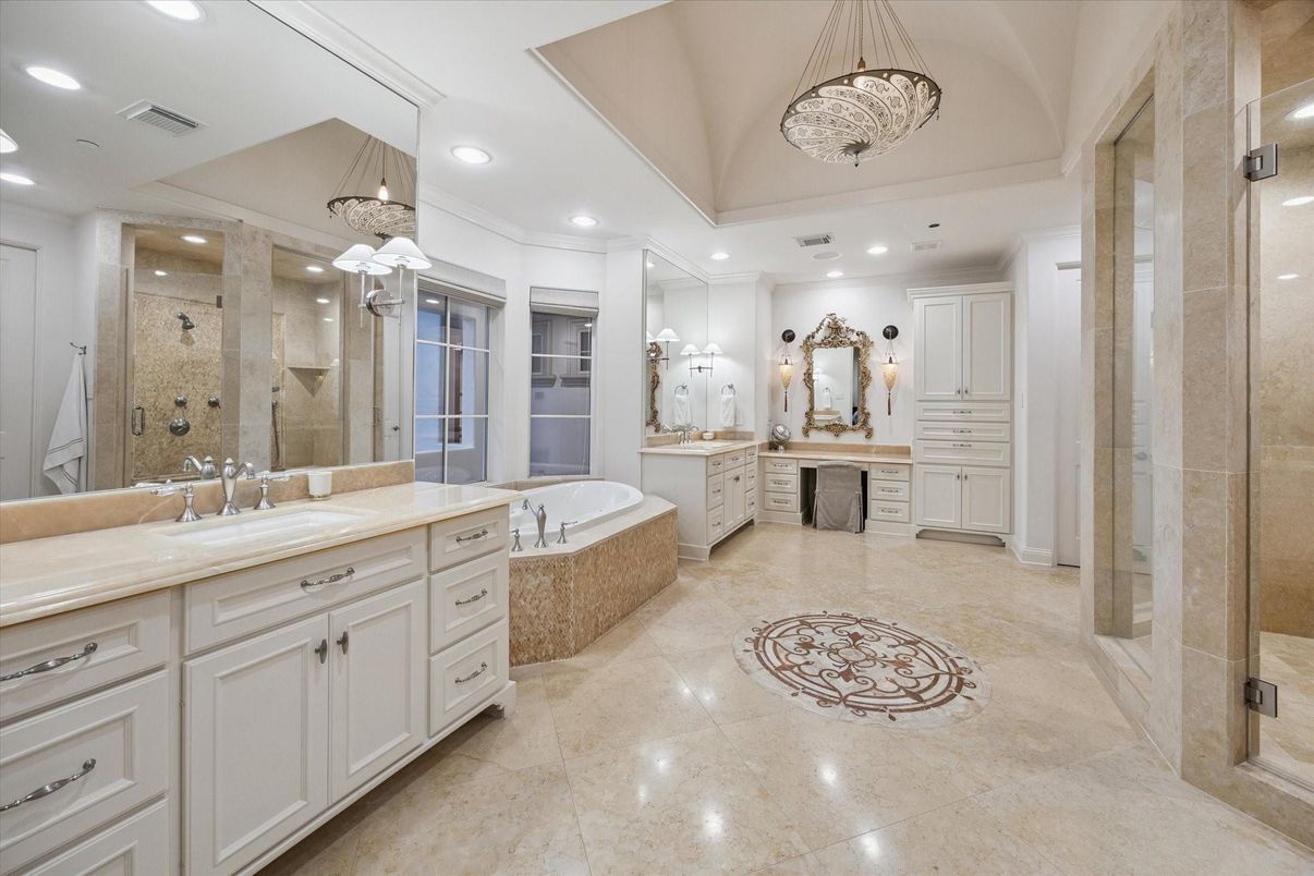 Bathroom, Dual Sink Vanities, Glass Shower, Interior, Recessed Lighting