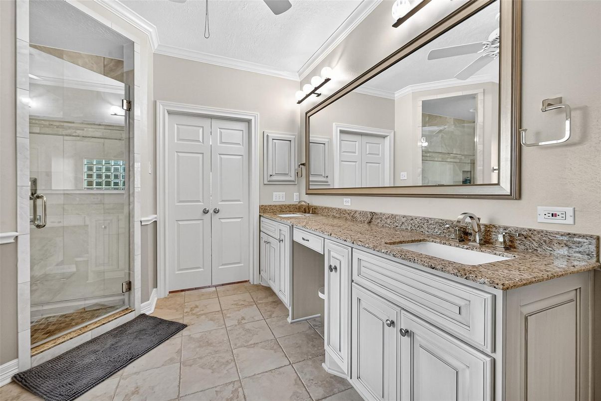 Bathroom, Dual Sink Vanities, Glass Shower, Interior