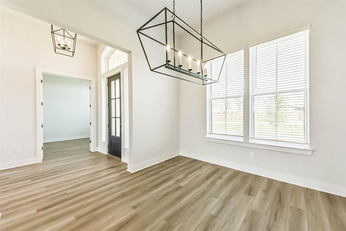 Empty room, Interior, Pendant Lights, Wood Texture Flooring