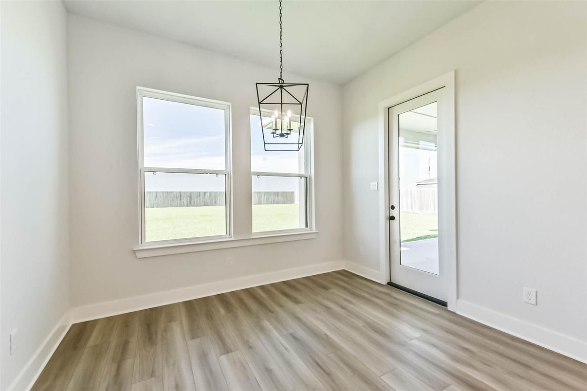 Empty room, Interior, Pendant Lights, Wood Texture Flooring