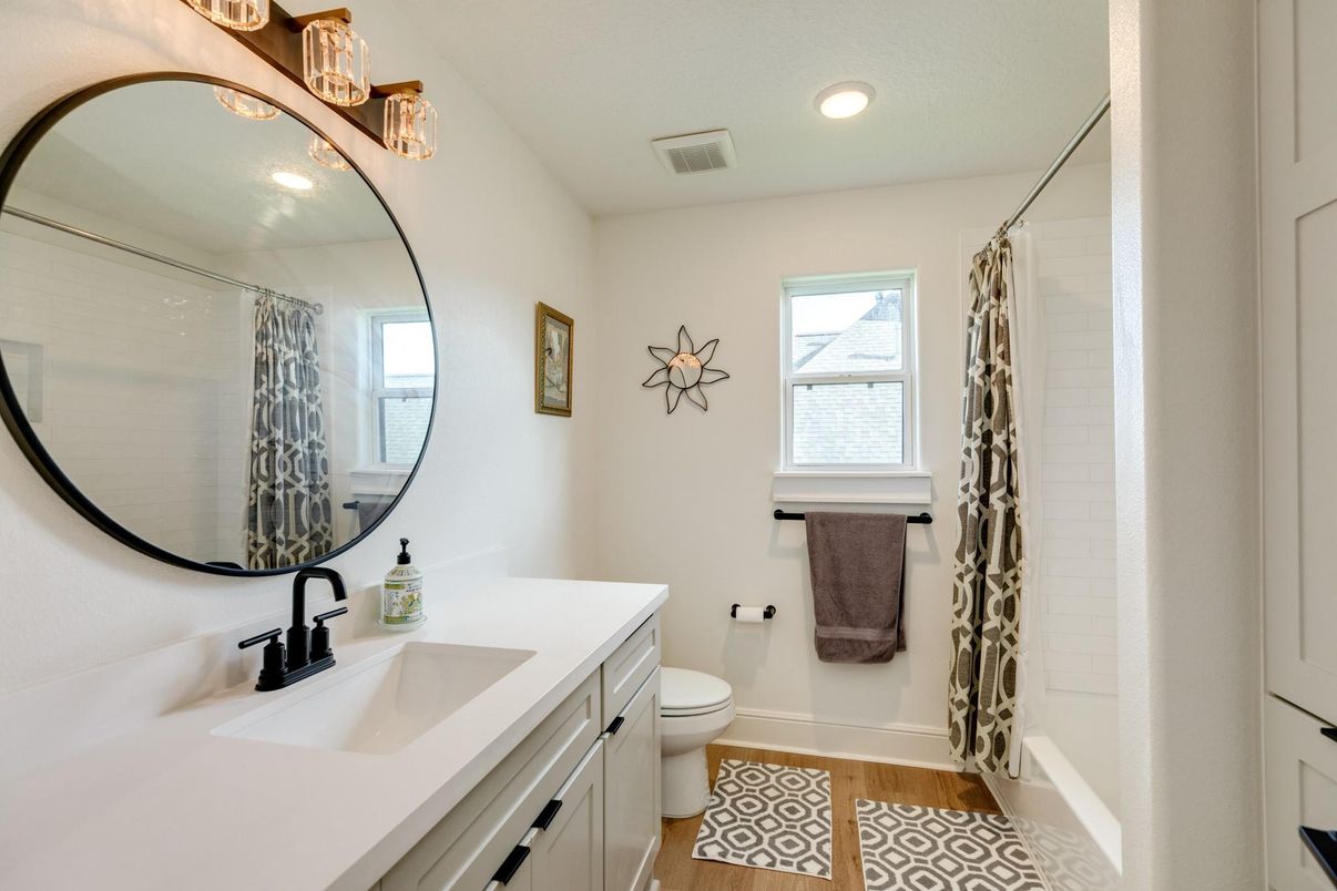 Bathroom, Interior, Recessed Lighting, Wood Texture Flooring
