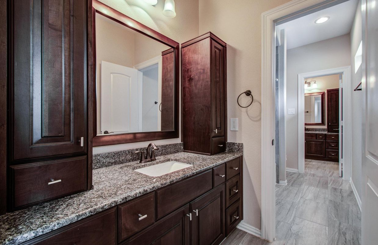 Bathroom, Dual Sink Vanities, Interior, Marble, Recessed Lighting