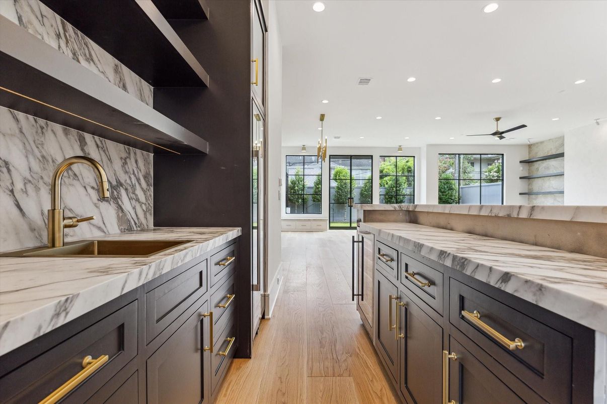 Interior, Kitchen, Recessed Lighting, Wood Texture Flooring