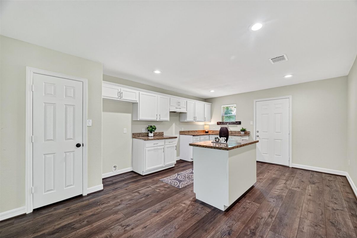 Interior, Kitchen, Recessed Lighting, Wood Texture Flooring