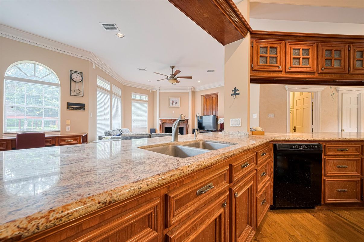 Interior, Kitchen, Recessed Lighting, Wood Texture Flooring