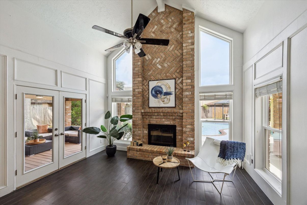 Fireplace, Interior, Stone Walls, Wood Texture Flooring