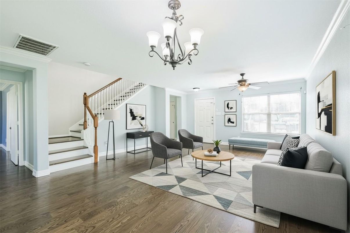 Chandelier, Interior, Living room, Wood Texture Flooring