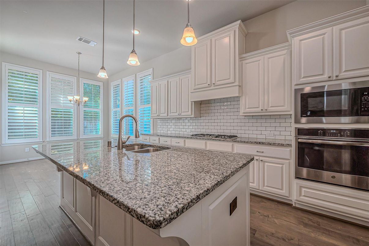 Interior, Kitchen, Pendant Lights, Stainless Steel Appliances, Wood Texture Flooring