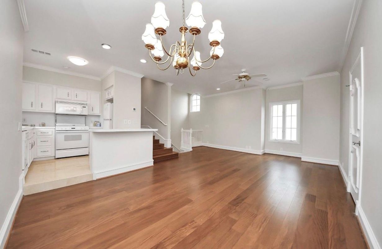 Chandelier, Interior, Kitchen, Recessed Lighting, Wood Texture Flooring