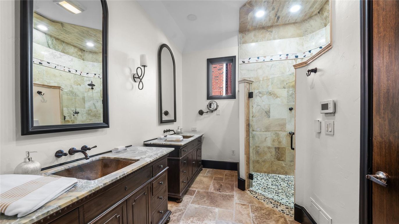 Bathroom, Dual Sink Vanities, Glass Shower, Interior, Recessed Lighting