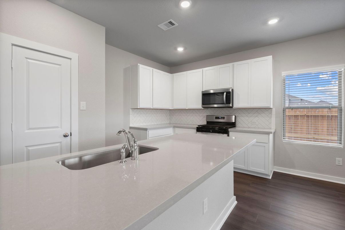 Interior, Kitchen, Recessed Lighting, Wood Texture Flooring