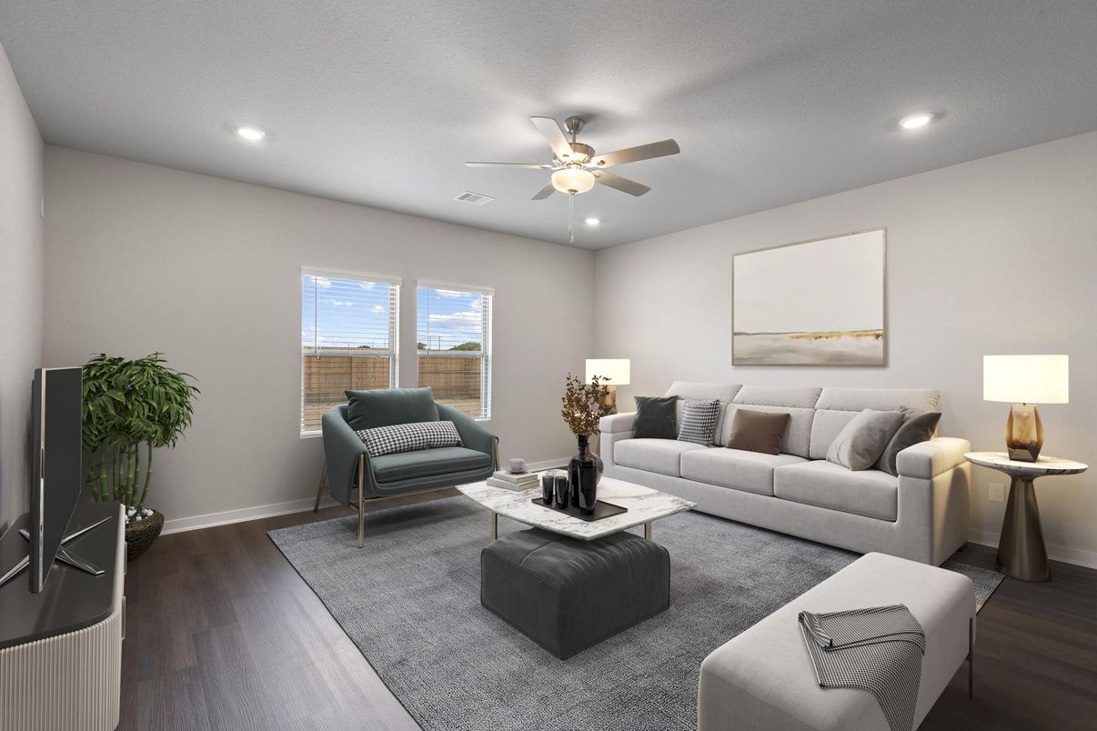 Interior, Living room, Recessed Lighting, Wood Texture Flooring